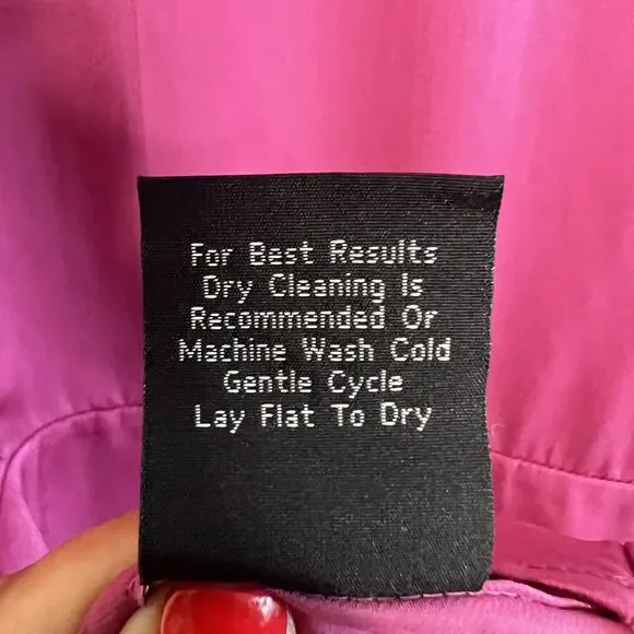 The J Peterman Company Size 18 Satin Double Peplum Dress Tunic Magenta m15 - Picture 7 of 9